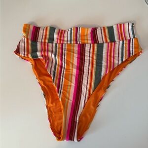 Aerie Striped Multicoloured High-Cut Bikini Bottoms